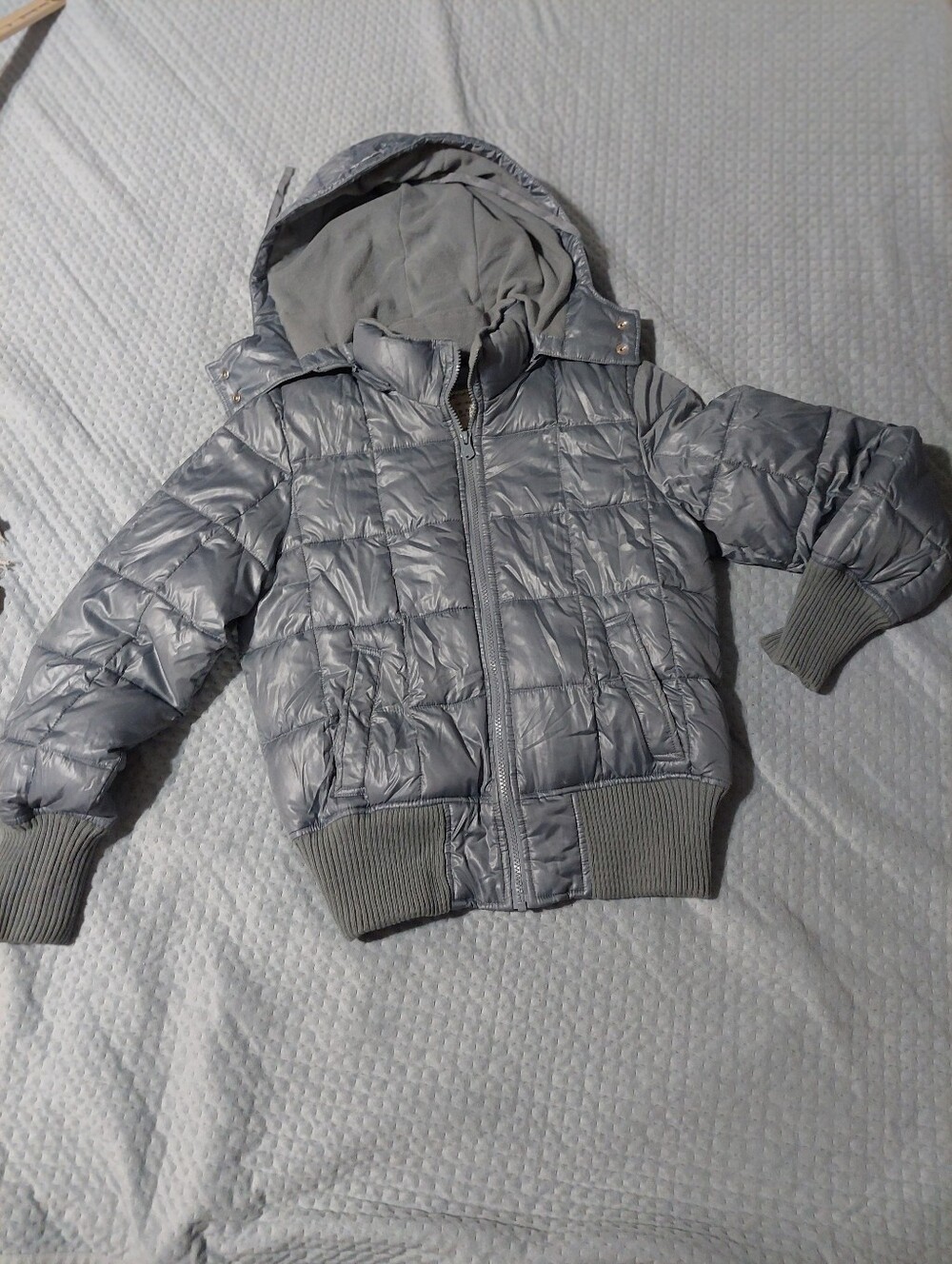 Old Navy Light Gray Quilted Hooded Jacket